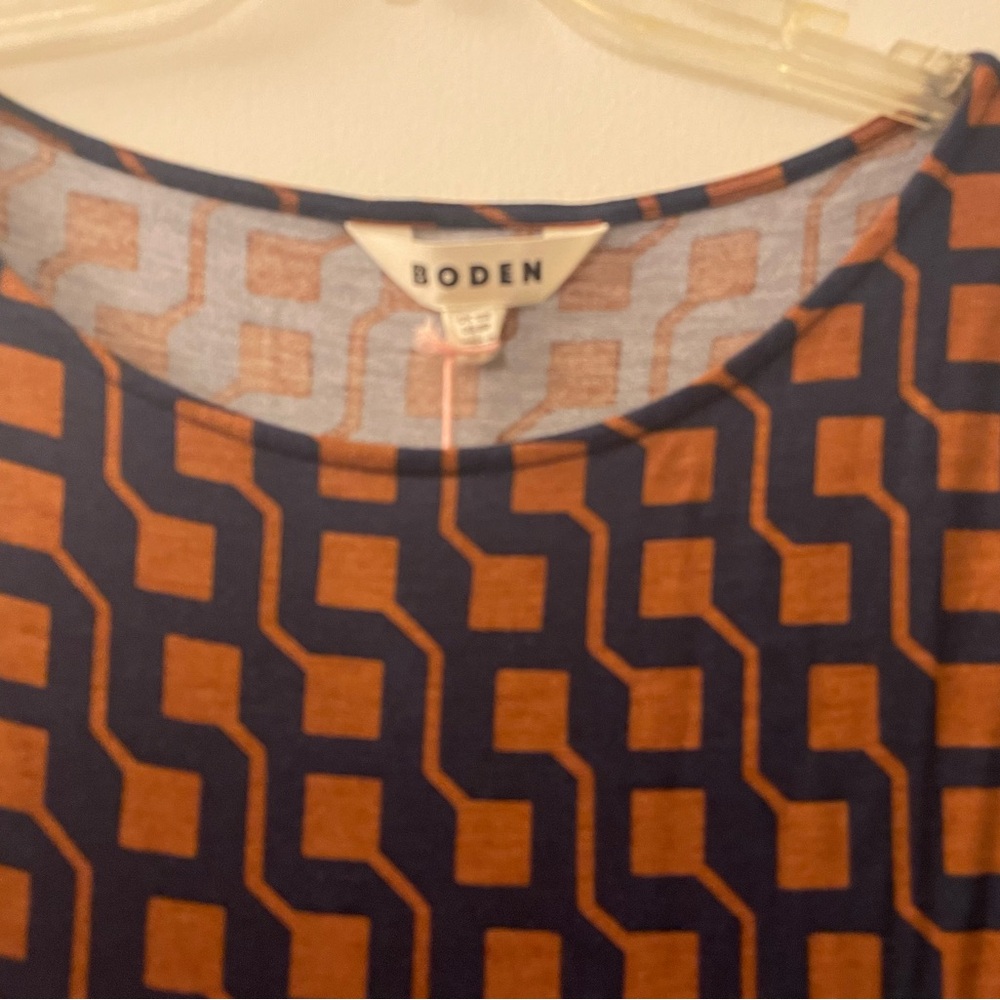 Boden Navy and Brown Long Sleeve Jersey Dress size 8